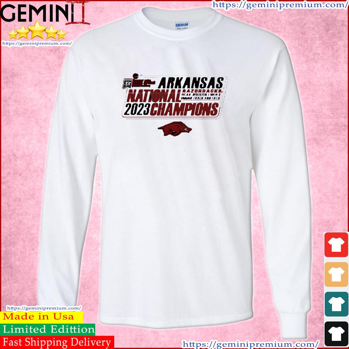 Arkansas Razorbacks 2023 NCAA Men's Indoor Track & Field National Champions T-Shirt Long Sleeve Tee