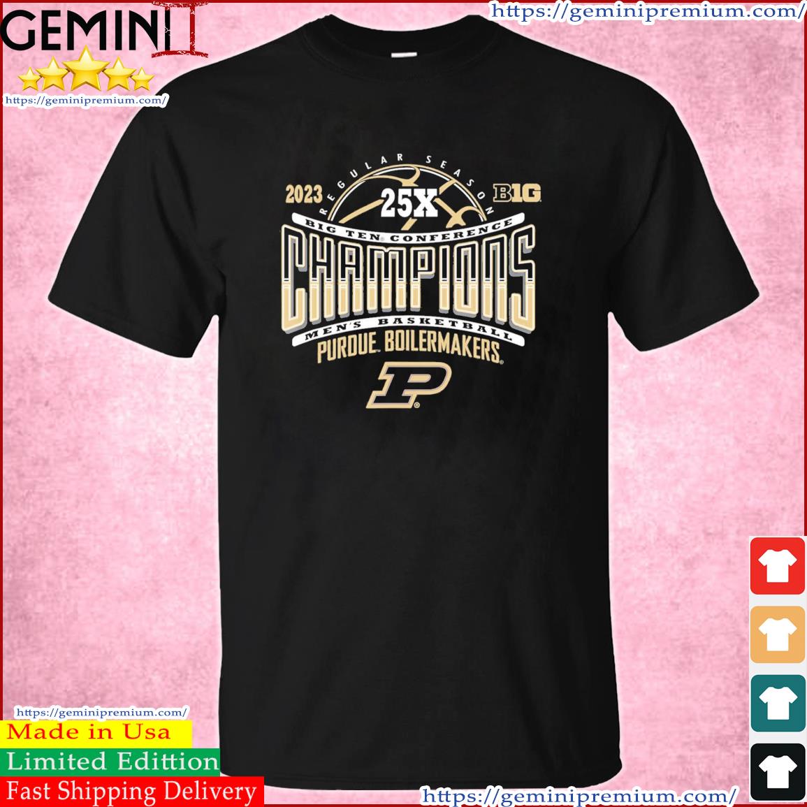 University Of Purdue Boilermakers Big Ten Champs Basketball 25x Black Shirt