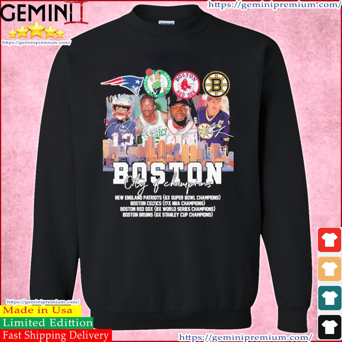 Boston city of champions Bruins Patriots Red Sox Celtics logo shirt,  hoodie, sweater and v-neck t-shirt