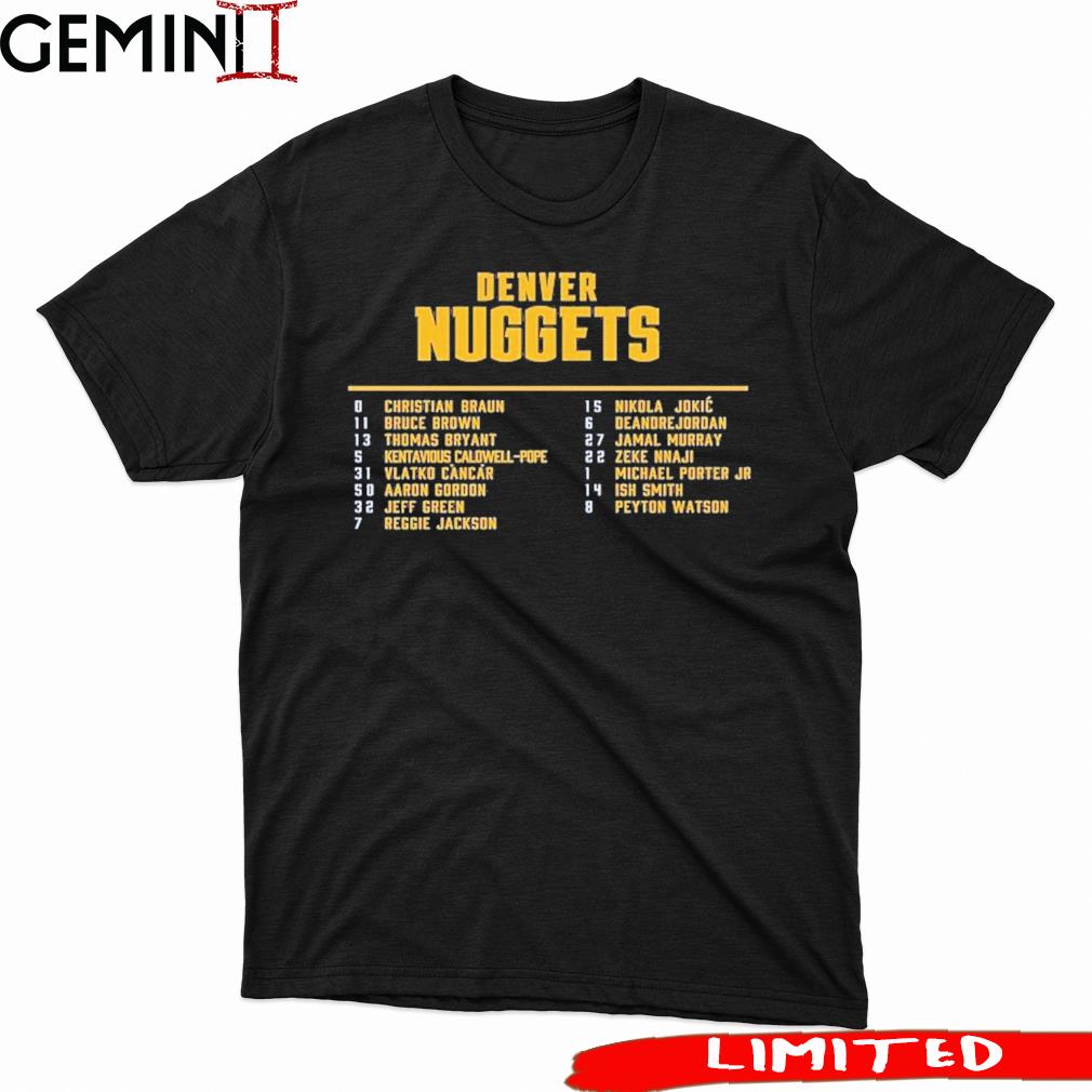 Denver Nuggets 2023 Western Conference Champions Roster T-Shirt