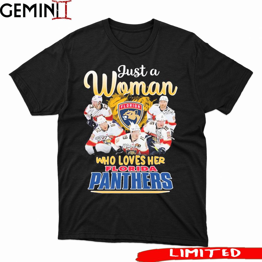 Just A Woman Who Loves Her Florida Panthers Signatures Shirt