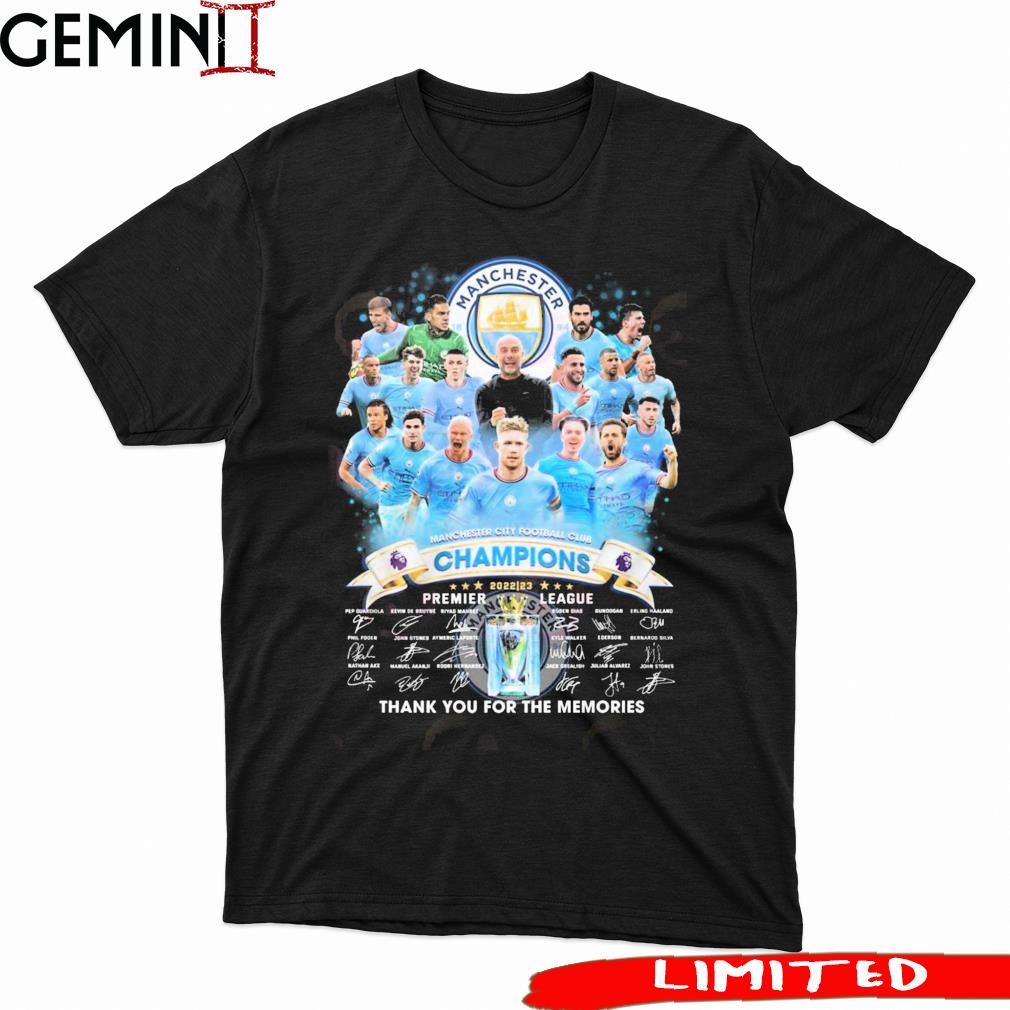 Manchester City Football Club Champions 2022 – 2023 Premier League Thank You For The Memories T-Shirt
