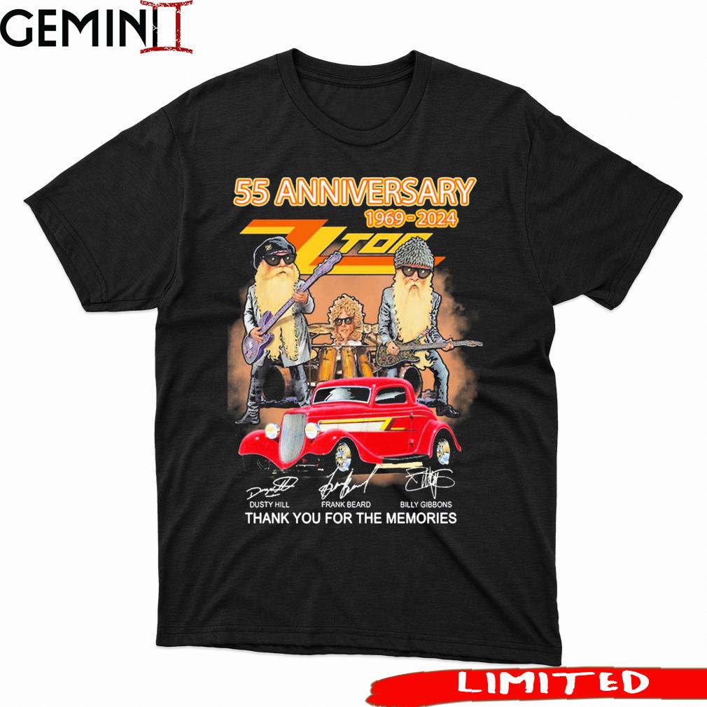 ZZ Top 55th Anniversary 1969-2024 Thank you For The Memories Signature shirt