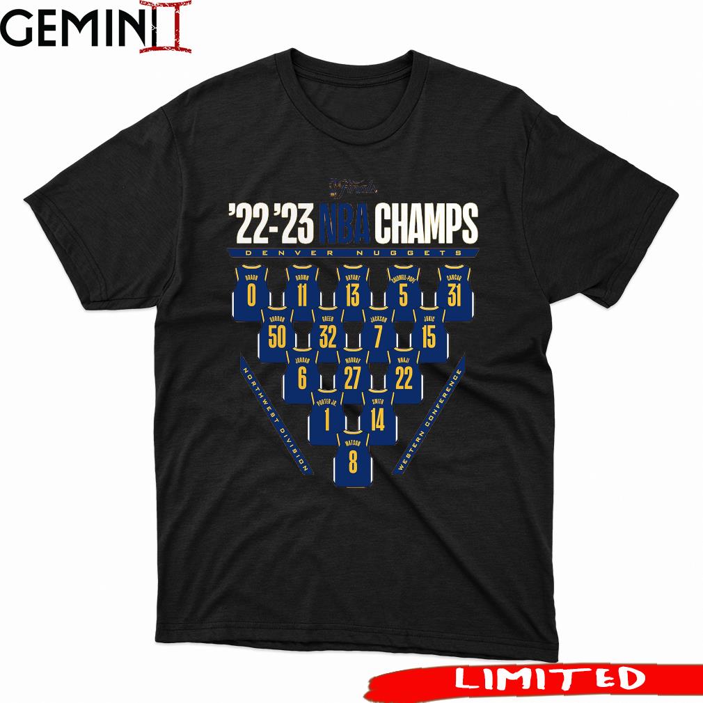 Denver nuggets 2023 nba finals champions close out jersey roster shirt,  hoodie, sweater, long sleeve and tank top