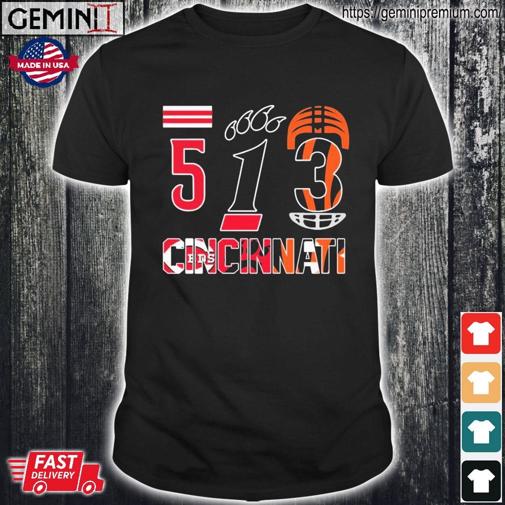 513 cincinnati sports teams logo reds and bengals shirt, hoodie, sweater,  ladies v-neck and tank top