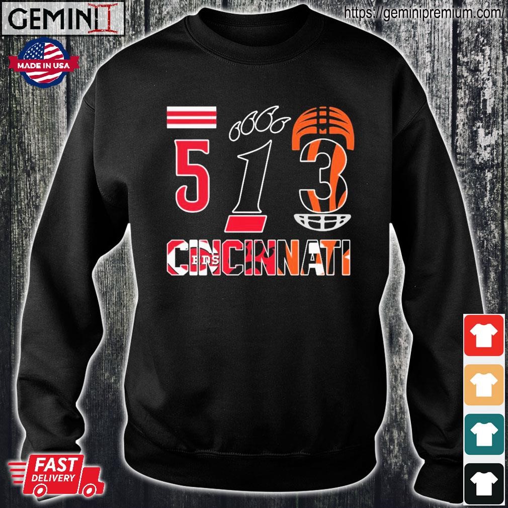 513 cincinnati sports teams logo reds and bengals shirt, hoodie, sweater,  ladies v-neck and tank top