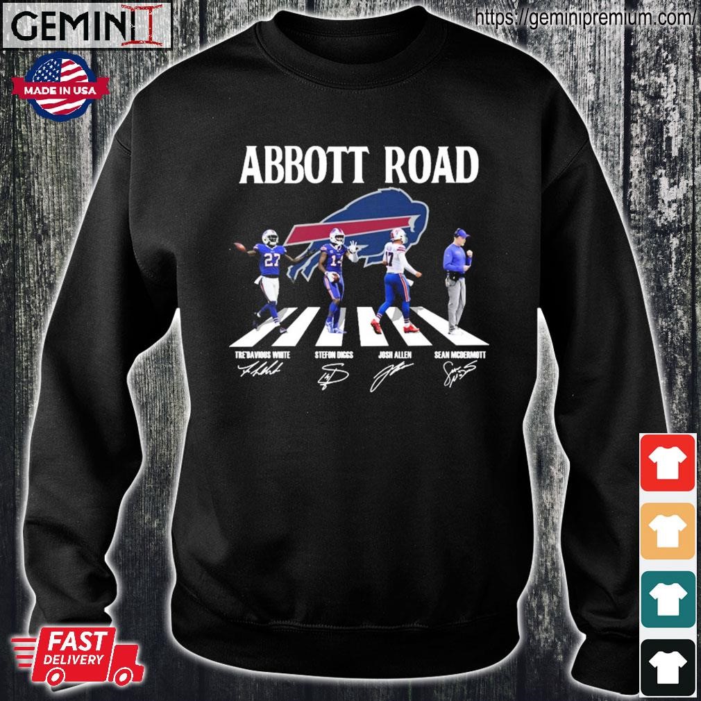 The Bills Tre'Davious White Stefon Diggs Josh Allen Sean Mcdermott abbey  road signatures t shirt, hoodie, sweater, long sleeve and tank top