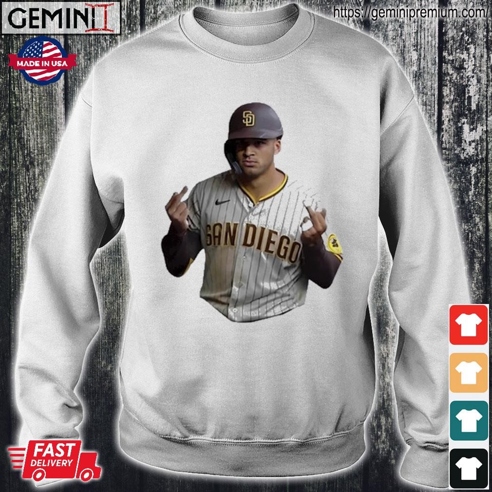 Fernando Tatis Jr. #23 San Diego Padres wearing grish flipping someone off  shirt, hoodie, sweater and v-neck t-shirt