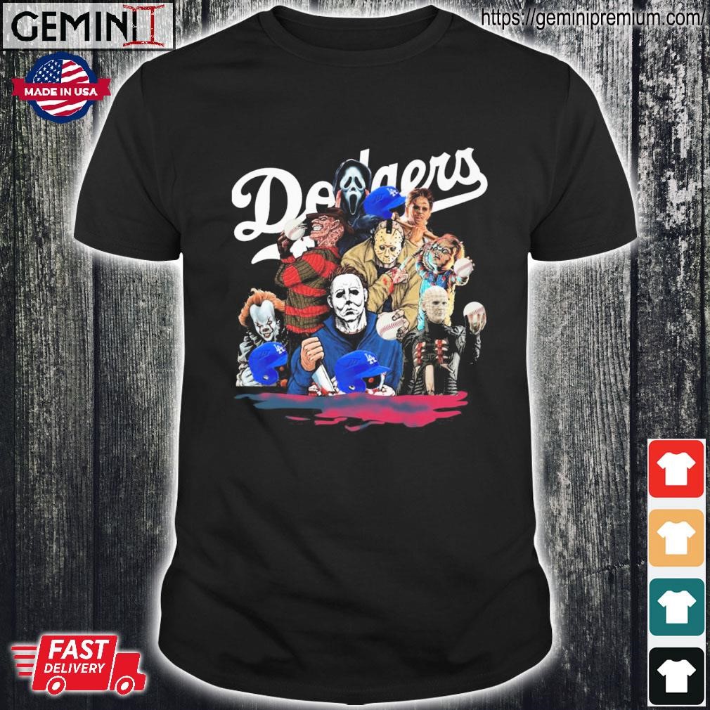 Halloween Los Angeles Dodgers horror characters shirt