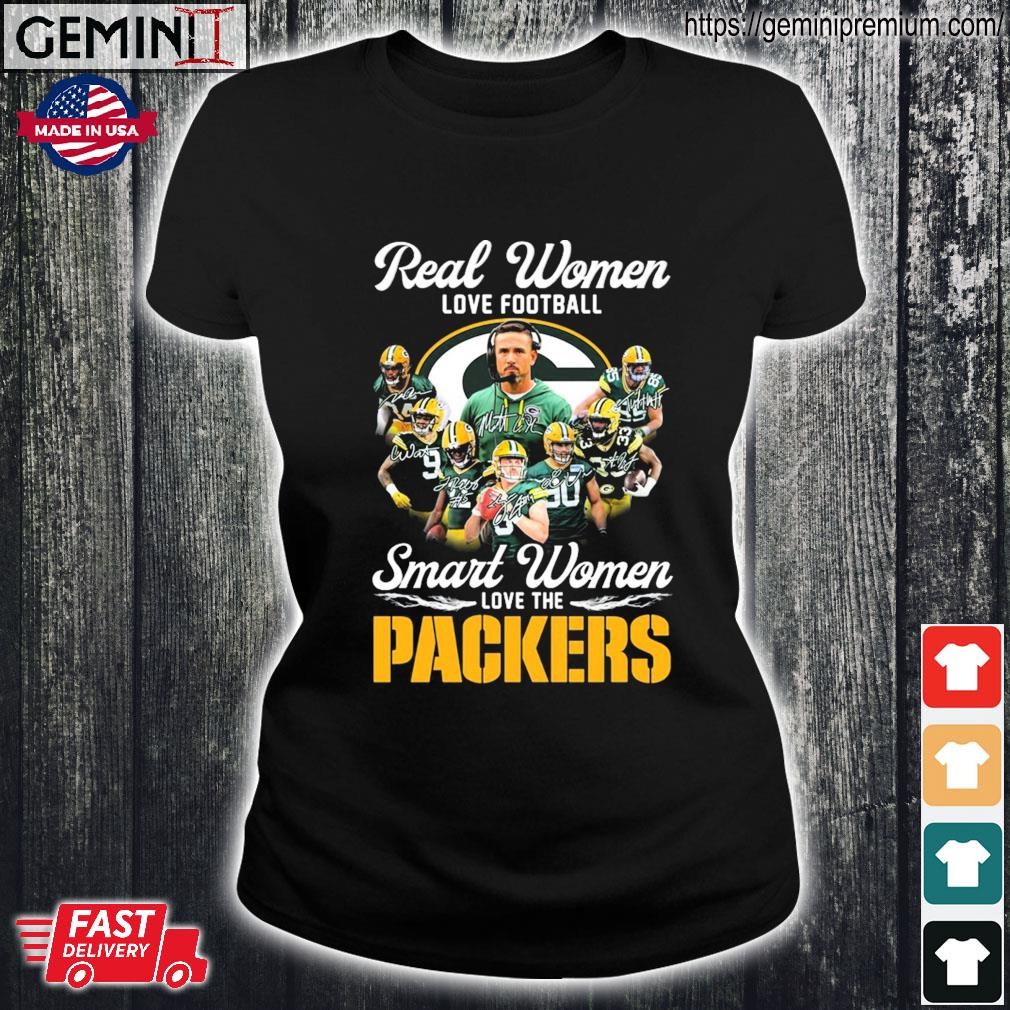 Real Women Love Football Smart Women Love The Green Bay Packers 2023 Logo  Shirt Plus Size