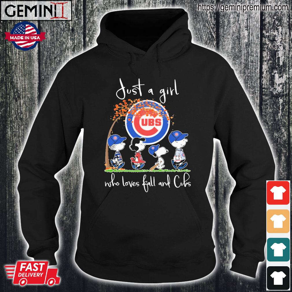 Just A Girl Who Loves Fall And Peanuts Snoopy Chicago Cubs Shirt