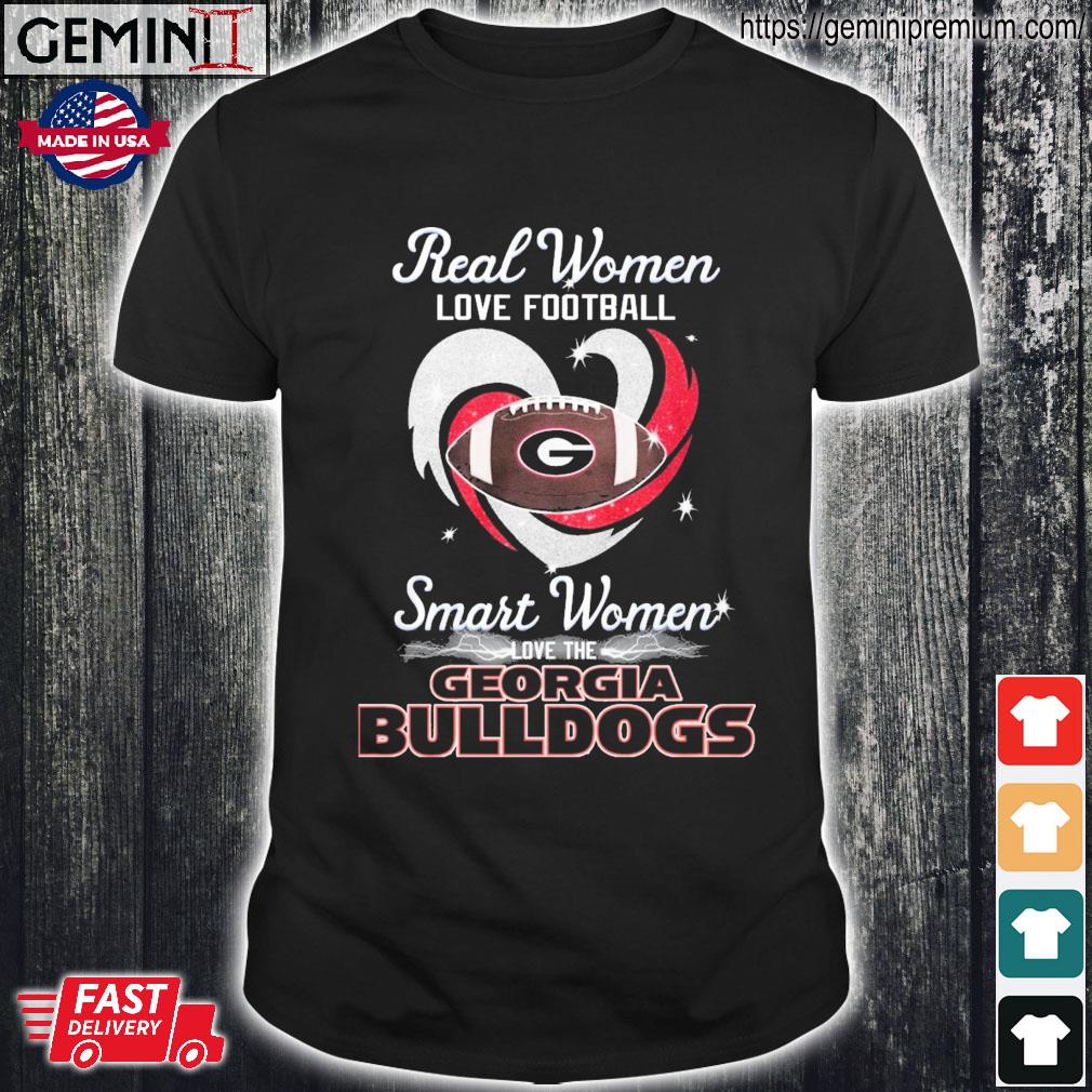 Real women love football smart women love the Georgia Bulldogs heart logo  shirt, hoodie, sweater, long sleeve and tank top