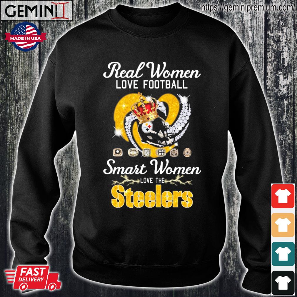 Real Women Love Football Smart Women Love The Pittsburgh Steelers Heart  Diamond 2023 T Shirt