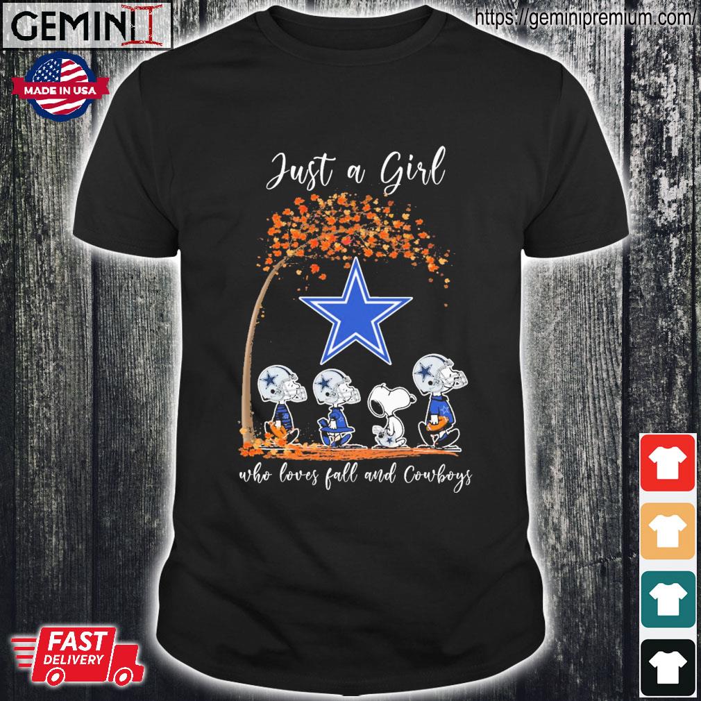 Snoopy Just A Girl Who Loves Peanuts and Dallas Cowboys Fall Shirt