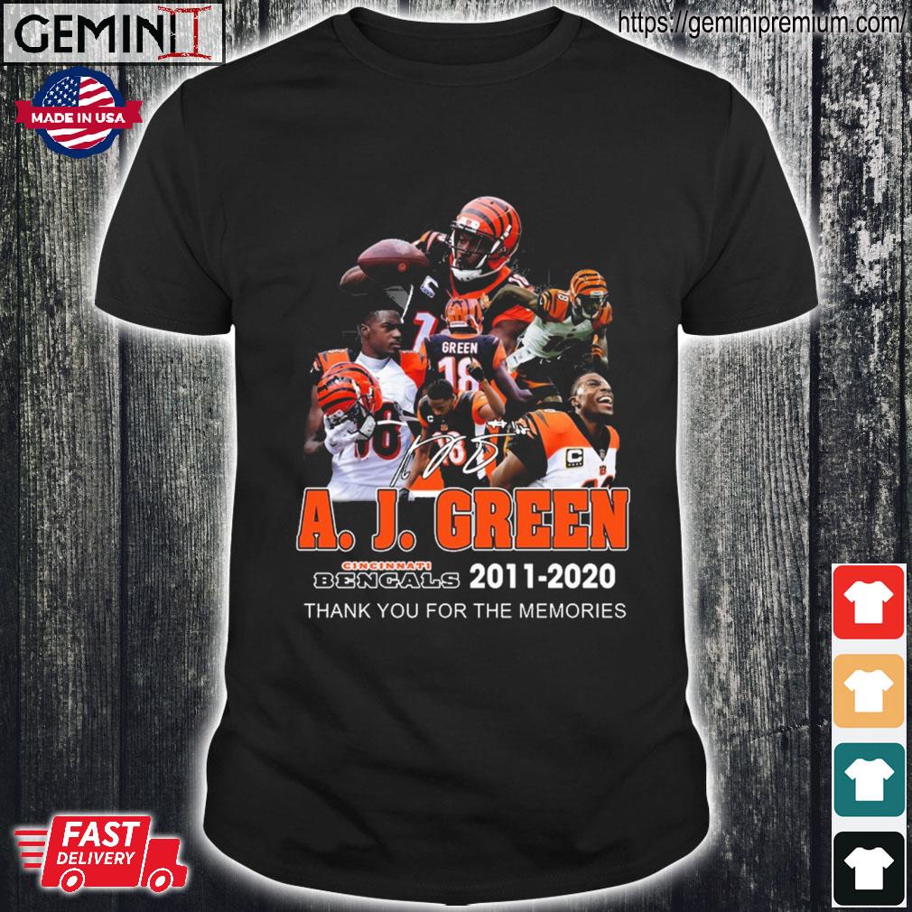 A J Green Cincinnati Bengals 2011 – 2020 Thank You For The Memories  Signature Shirt, hoodie, longsleeve, sweatshirt, v-neck tee