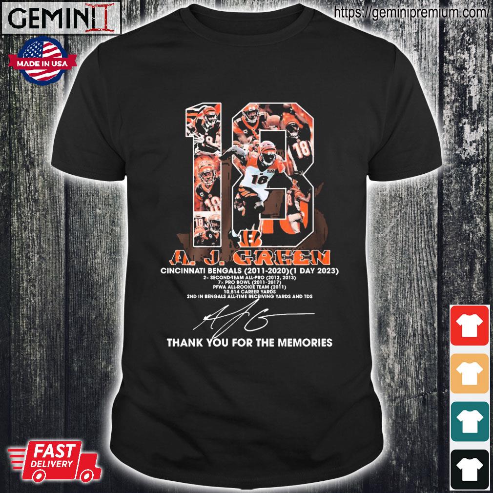 A. J. Green Cincinnati Bengals thank you for the memories signature shirt,  hoodie, sweater, long sleeve and tank top