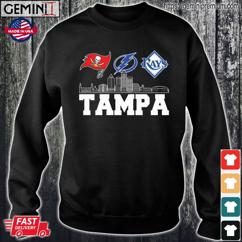 Tampa Bay Buccaneers Bay Lightning Bay Rays skyline logo shirt