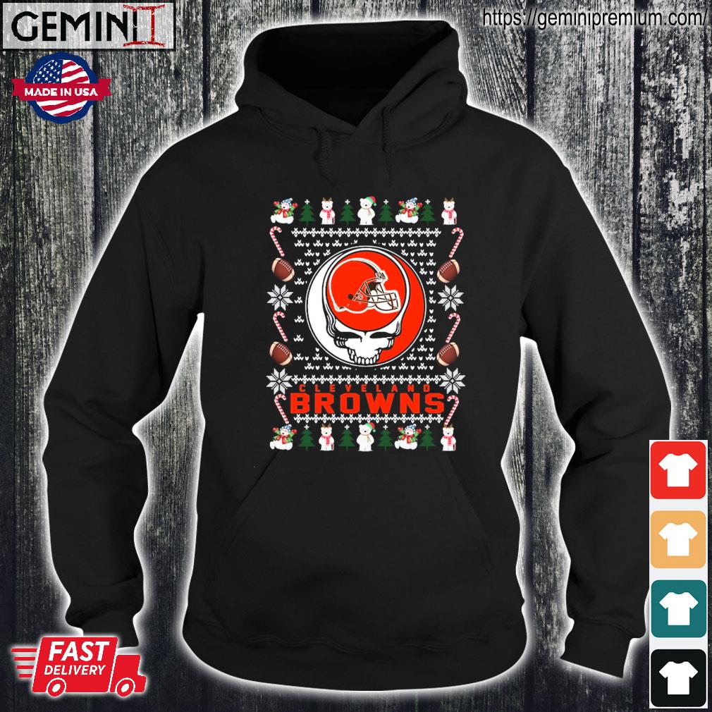 Official cleveland browns grateful dead ugly christmas shirt, hoodie,  sweater and long sleeve