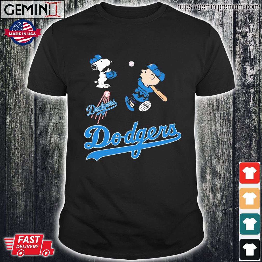 Peanuts Snoopy And Charlie Brown Playing Baseball Los Angeles Dodger Shirt,  hoodie, sweater, ladies v-neck and tank top