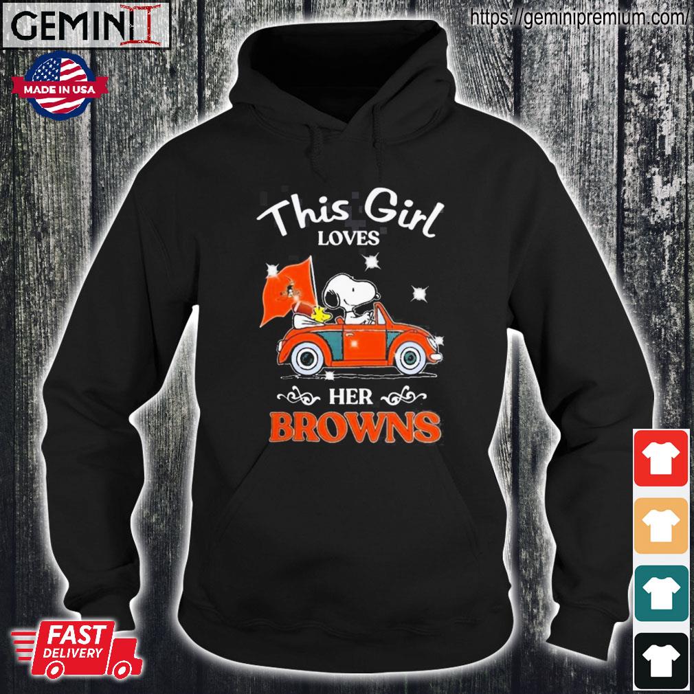 Peanuts Snoopy And Woodstock This Girl Loves Her Cleveland Browns 2023 shirt,  hoodie, sweater, long sleeve and tank top