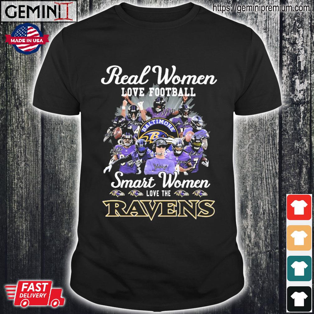 Custom Real Women Love Football Ravens Ladies V T-Shirt